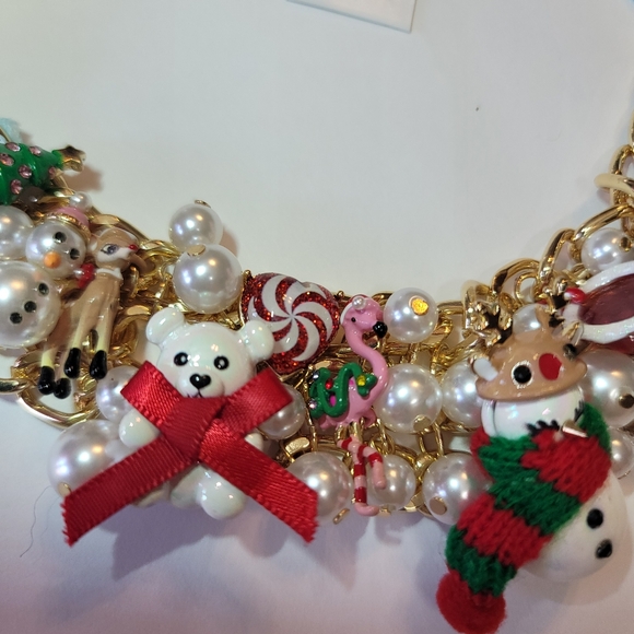 Betsey Johnson Jingle Bell Bling Bauble Charm Christmas Neclace AND Earrings - Picture 4 of 16